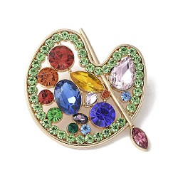 Color Palette Alloy Rhinestone Brooches for Backpack Clothes, Colorful, 48.5x57mm(JEWB-M067-02G)