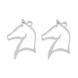 Non-Tarnish 201 Stainless Steel Pendants, Horse, Stainless Steel Color, 22x17x1.5mm, Hole: 1.8mm(X-STAS-T063-167P)