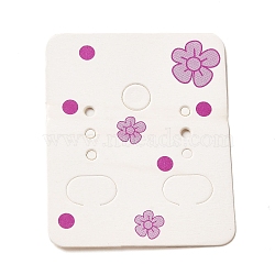 50Pcs Rectangle Paper Flower Print Earring Display Cards, Jewelry Display Cards for Earring Stud Storage, Medium Violet Red, 4.7x3.8x0.05cm, Hole: 6.8x10.5mm and 6mm and 2mm(X1-CDIS-M008-01C)