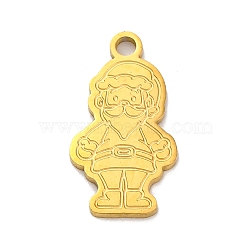 Christmas Theme 201 Stainless Steel Pendants, Laser Cut, Golden, Santa Claus, 16x8.5x1mm, Hole: 1.6mm(STAS-Q015-13G-01)