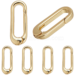 6Pcs Brass Spring Gate Rings, Cadmium Free & Lead Free, Long-Lasting Plated, Oval, Real 18K Gold Plated, 18x7x3mm(KK-SC0003-85)
