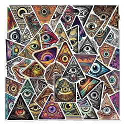 50Pcs Religion PVC Self Adhesive Cartoon Stickers, Waterproof Eye of Providence Decals for Laptop, Bottle, Luggage Decor, Mixed Color, 53~61.5x41.5~61x0.2mm(STIC-B001-16)