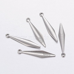 316 Surgical Stainless Steel Pendants, Rhombus, Carved 316L, Stainless Steel Color, 20x3.5x1mm, Hole: 1mm(X-STAS-P198-04)