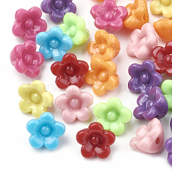 Opaque Acrylic Beads, Flower, Mixed Color, 10x10.5x7mm, Hole: 1.5mm, about 640~667pcs/173g(MACR-S296-02)