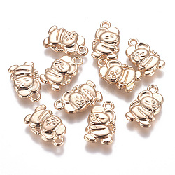 Alloy Mouse Charms, Long-Lasting Plated, Light Gold, 15x9x3mm, Hole: 1.5mm(PALLOY-J689-30G-AAA)