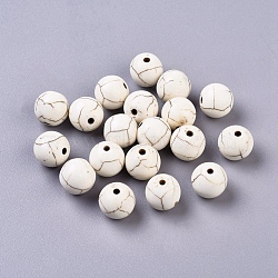 Synthetic Turquoise Beads Strands, Dyed, Round, Lemon Chiffon, 10mm, Hole: 1mm, about 800pcs/1000g(TURQ-G106-10mm-02Q)