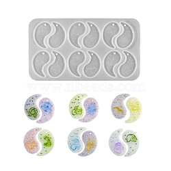 DIY Silicone Pendant Molds, Resin Casting Molds, For UV Resin, Epoxy Resin Jewelry Pendant Making, White, Yin-yang, 115x206x4mm, Hole: 3mm, Inner Diameter: 49x32mm(DIY-A053-01C)