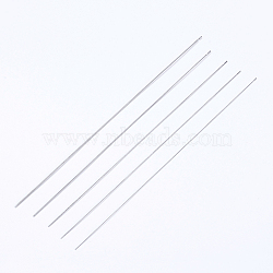 Iron Beading Needle, with Hook, For Quartz Gemstone Beads, Bead Threader, Platinum, 18x0.04cm(X-IFIN-P036-04E)