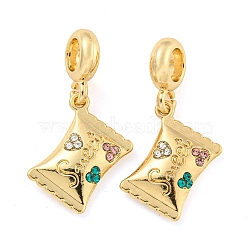 Rack Plating Alloy Pave Rhinestone Sweet Candy European Dangle Charms, Large Hole Pendants, Cadmium Free & Nickel Free & Lead Free, Golden, 30mm, Hole: 4.8mm, Candy: 20x16.5x3.5mm(FIND-B034-04G)