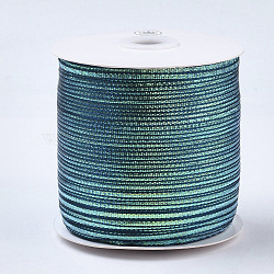 Nylon Ribbons, with Sparkle Metallic Cord, for Gift Package, Party Wedding Decoration, Teal, 1/8 inch(3.5mm) , about 500yards/roll(457.2m/roll)(NWIR-N014-01I)