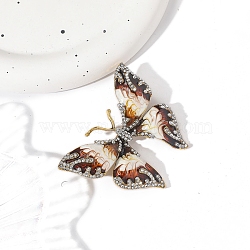 Butterfly Enamel Pins, Alloy Rhinestone Brooches for Backpack Clothes, Saddle Brown, 50x61mm(PW-WG1B698-04)
