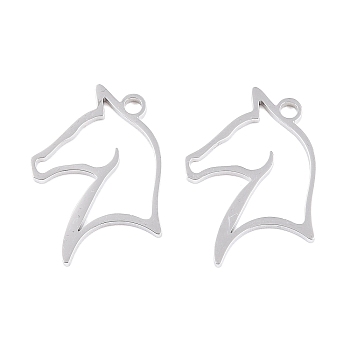 Non-Tarnish 201 Stainless Steel Pendants, Horse, Stainless Steel Color, 22x17x1.5mm, Hole: 1.8mm