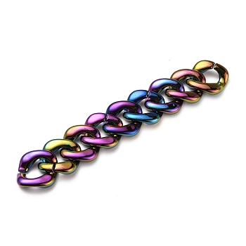 Handmade UV Plating Acrylic Curb Chains, Twisted Chains, Rainbow Color, Link: 31x29x6mm, about 39.37 inch(1m)/strand