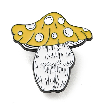 Mushroom Elf Enamel Pins, Black Alloy Brooches for Backpack Clothes, Yellow, 29.5x29x1.5mm
