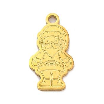 Christmas Theme 201 Stainless Steel Pendants, Laser Cut, Golden, Santa Claus, 16x8.5x1mm, Hole: 1.6mm