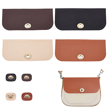 Elite 4Pcs 4 Colors PU Imitation Leather Sew on Bag Covers, with Alloy Twist Lock Catch, Mixed Color, 10.1x23.1x0.15cm, Hole: 1mm, 1pc/color