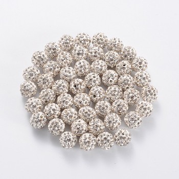 Polymer Clay Rhinestone Beads, Pave Disco Ball Beads, Grade A, Crystal, PP11(1.7~1.8mm), 8mm, Hole: 1.5mm