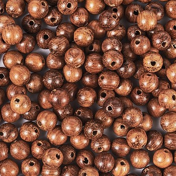 Natural Scentedros Wood Beads, Waxed Wooden Beads, Undyed, Round, Sienna, 6mm, Hole: 1.4mm, 400pcs