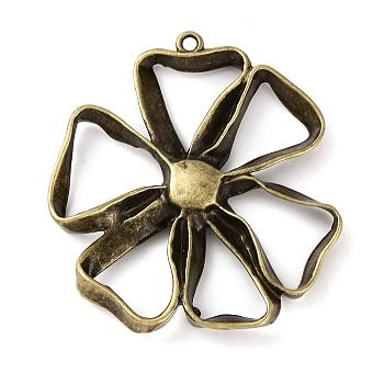 Rack Plating Alloy Pendants, Cadmium Free & Nickel Free & Lead Free, Flower, Antique Bronze, 46.5x42.5x5mm, Hole: 2mm