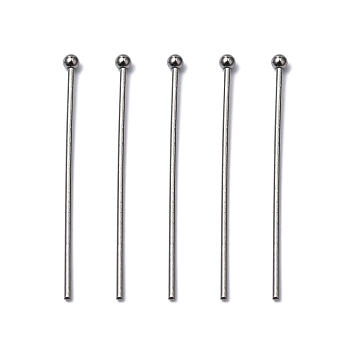 304 Stainless Steel Ball Head pins, 30x0.7mm, 21 Gauge, Head: 2mm