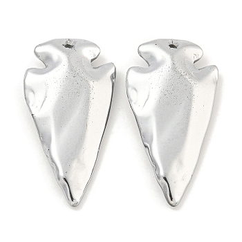 Electroplated Synthetic Non-Magnetic Hematite Pendants, Arrowhead Charms, Platinum Plated, 45x24x8mm, Hole: 1.9mm