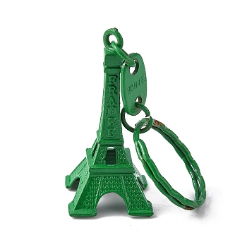 Alloy Keychain, with Eiffel Tower Pendants, Sea Green, 49x21mm