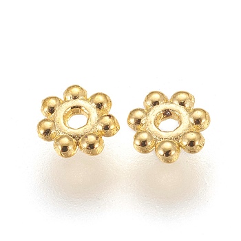 Tibetan Style Alloy Daisy Spacer Beads, Cadmium Free & Lead Free, Flower, Golden, 4x1.5mm, Hole: 1mm