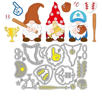 Baseball Theme Carbon Steel Cutting Dies Stencils, for DIY Scrapbooking, Photo Album, Decorative Embossing Paper Card, Gnome, 99x155x0.8mm