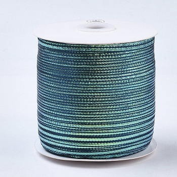 Nylon Ribbons, with Sparkle Metallic Cord, for Gift Package, Party Wedding Decoration, Teal, 1/8 inch(3.5mm) , about 500yards/roll(457.2m/roll)