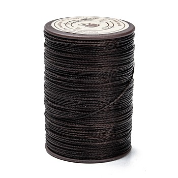 Round Waxed Polyester Thread String, Micro Macrame Cord, Twisted Cord, for Leather Sewing Stitching, Dark Coffee, 0.55mm, about 131.23 yards(120m)/roll