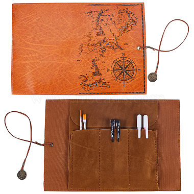 Map & Compass Pattern Leather Pen Bag(AJEW-WH0348-59)-6