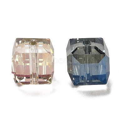 Perles en verre electroplate cube à facettes(X-EGLA-E006-M3)-2