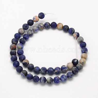 Frosted Round Natural Orange Sodalite Beads Strands(G-N0166-63-6mm)-3