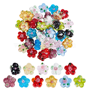 50Pcs 10 Colors Handmade Lampwork Beads Strands(LAMP-ME0001-03)-1