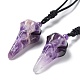 Natural Amethyst Plague Doctor Pendant Necklace with Nylon Rope(NJEW-H009-01-10)-1