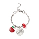Bracelet à breloques pomme en alliage avec perles de verre(BJEW-TA00199)-1