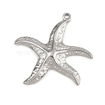 304 Stainless Steel Pendants, Ocean Theme, Starfish, 33x35x3.5mm, Hole: 1.8mm(STAS-C140-03E-P)