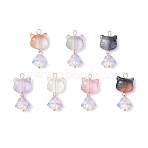 7Pcs Handmade Lampwork Pendants, Cat Shape, with Glass, Golden, 31.5x14x12mm, Hole: 2.5mm(PALLOY-JF04245-02)