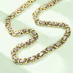 9MM Two Tone 304 Stainless Steel Byzantine Chain Necklaces for Women Men, Golden & Stainless Steel Color, 22.44 inch(57cm)(NJEW-F363-03GP)