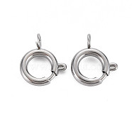 304 Stainless Steel Spring Ring Clasps, Ring, Stainless Steel Color, 14x12x4mm, Hole: 2mm(STAS-N095-049P)