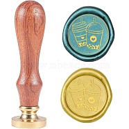 Wax Seal Stamp Set, Sealing Wax Stamp Solid Brass Head,  Wood Handle Retro Brass Stamp Kit Removable, for Envelopes Invitations, Gift Card, Drink Pattern, 83x22mm(AJEW-WH0208-096)