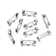 201 Stainless Steel Brooch Pin Back Safety Catch Bar Pins, with 2 Holes, Stainless Steel Color, 19x4.5x5mm, Hole: 2mm, pin: 0.5mm(STAS-S117-021B)