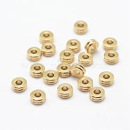 Brass Spacer Beads, Flat Round, Nickel Free, Raw(Unplated), 5x2mm, Hole: 2mm(KK-P095-14-A)