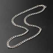 304 Stainless Steel Curb Chain Necklaces, Stainless Steel Color, 17.72 inch(450mm)(X-NJEW-JN03555)