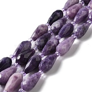 Natural Lepidolite/Purple Mica Stone Beads Strands, Faceted, Teardrop, 12~16.5x7.5~8.5mm, Hole: 0.8mm, about 20~21pcs/strand, 14.96~15.63''(38~39.7cm)(G-B028-A06)