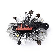 Halloween Theme Knife Felt Alligator Hair Clips, with Iron Clips and Organza, for Child, 85x89x15mm(PHAR-L008-01B)