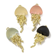 Rack Plating Alloy Pendants, with Glass, Lead Free & Cadmium Free & Nickel Free, Jellyfish Charms, Golden, 27.5x12x8mm, Hole: 1.4mm(X-PALLOY-F312-23G)