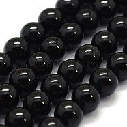 Natural Black Tourmaline Beads Strands, Grade A, Round, 6mm, Hole: 0.8mm, about 62pcs/strand, 15.7 inch(40cm)(G-G763-01-6mm-A)
