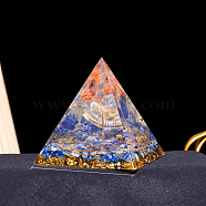Resin Orgonite Pyramid Display Decorations, with Natural Red Jasper, for Home Office Desk, 60mm(G-PW0004-55C)