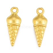 Alloy Pendants, Matte Style, Ice Cream Charms, Matte Gold Color, 21x7x4.5mm, Hole: 1.8mm(FIND-G035-09MG)